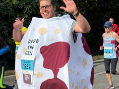 Man waves running as a white blood cell