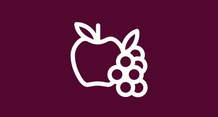 A simple graphic of an apple and a bunch of grapes.