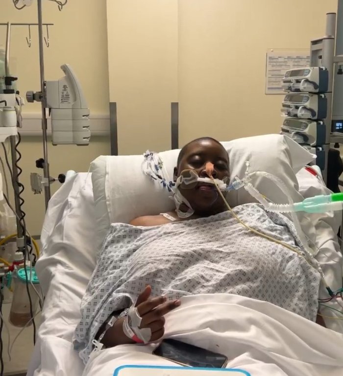 Mphango in ICU, being treated for an infection during treatment for AML