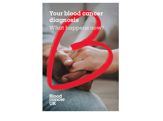 The front cover of a Blood Cancer UK booklet containing information on what happens after a blood cancer diagnosis.