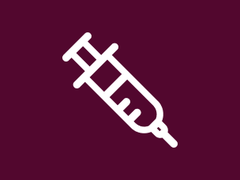 A simple graphic of a hypodermic needle for injections.