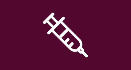 A simple graphic of a hypodermic needle for injections.