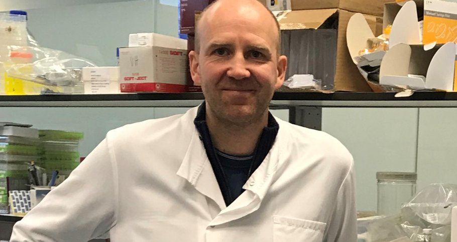 Professor Helgason in his lab.