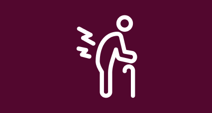 A simple graphic of a person with a stick, with zigzags representing pain.