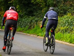 Two men cycling
