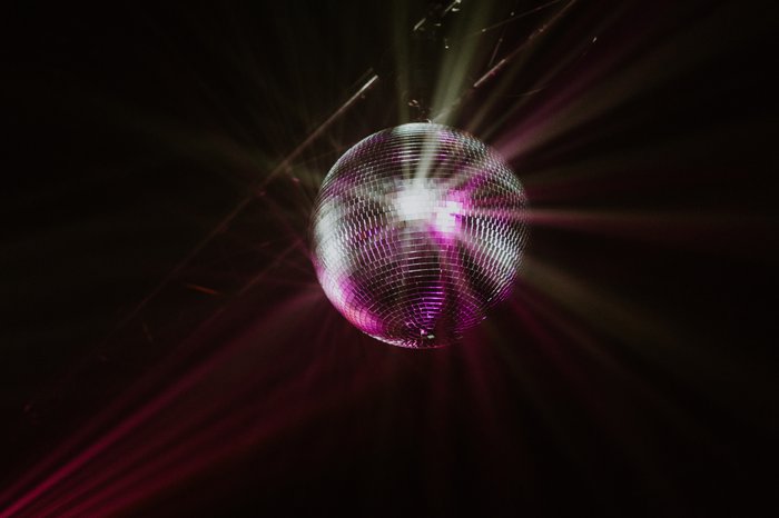 Close up photo of a glitter ball.