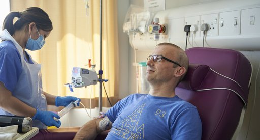 A man having chemotherapy in hospital