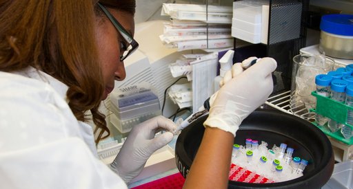 A person in a lab from the National Cancer Institute