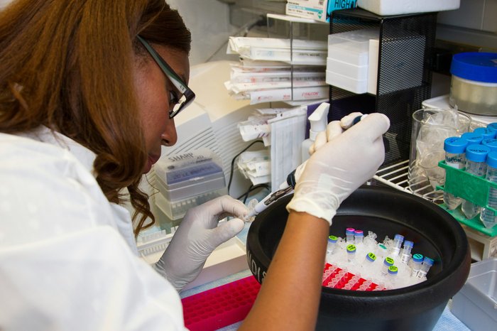 A person in a lab from the National Cancer Institute