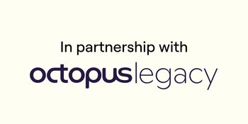 An branded image of blue text on a cream background that says 'in partnership with Octopus Legacy'.