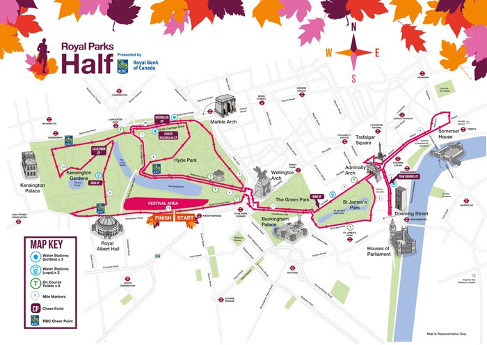 Royal Parks Half Marathon 2019 route map